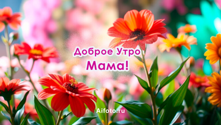 Доброе утро, Мама! Мама - самый дорогой человек, и каждое ее утро должно начинаться с улыбки и теплых слов. Яркие цветы скачать бесплатно!