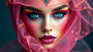 Девушка, стильно и красиво! Макияж и текстуры с яркими узорами.