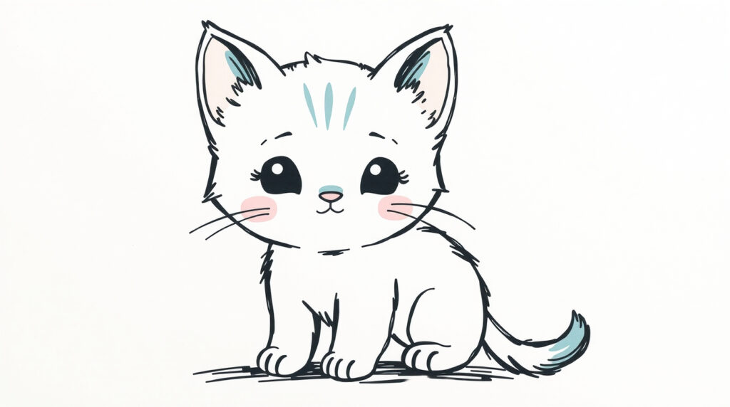 Милый котенок – рисунок. Арт, дизайн и нейросеть.