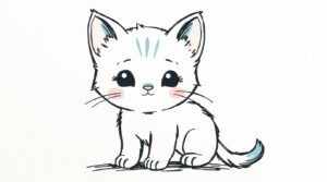 Милый котенок – рисунок. Арт, дизайн и нейросеть.