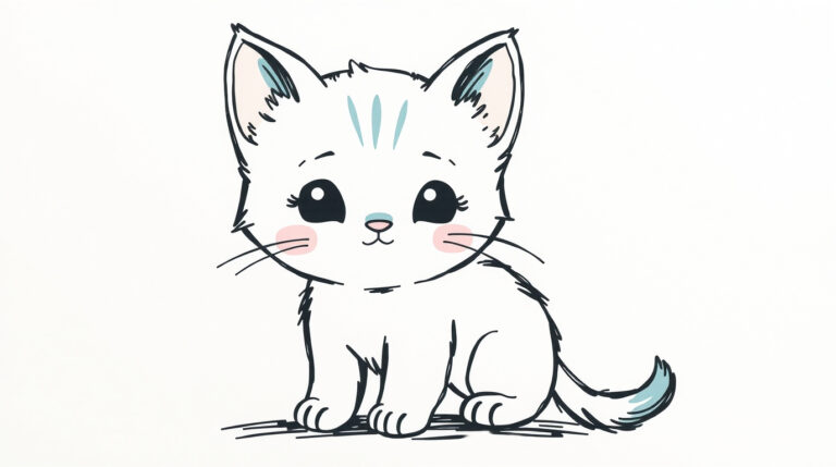 Милый котенок – рисунок. Арт, дизайн и нейросеть.