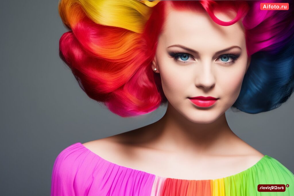 Идеи: цветные прически от ИИ. Дизайн и нейросеть