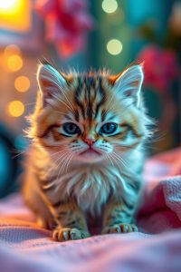 Котенок – злой и красивый.